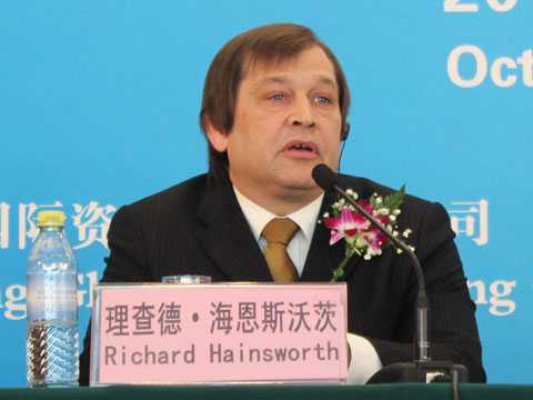 Richard Hainsworth answers questions at the press conference